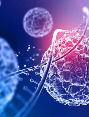 3d medical background with close up of virus cells and DNA stran 3d render of a medical background with close up of virus cells and DNA strand